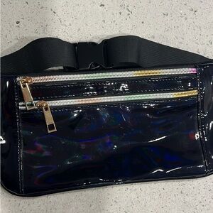 Black Fanny Pack with Colorful Zippers
